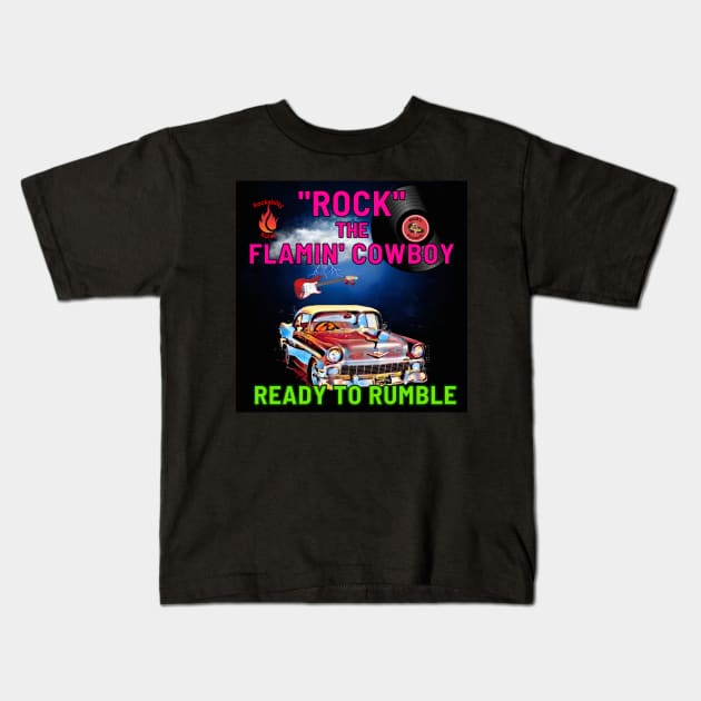 Rock the Flamin Cowboy Ready to Rumble Kids T-Shirt by anothercoffee